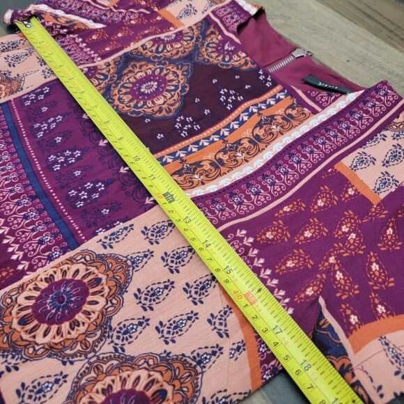 VICI Mix Boho Prints Short Sleeve Dress W Pockets Visible Back Zipper Size M - Picture 8 of 11